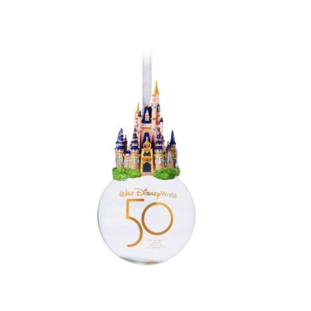 Cinderella Castle Glass Ball Ornament – Walt Disney World 50th Anniversary